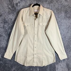 Norm Thompson Shirt Mens Large Beige Western Pearl Snap Long Sleeve Cowboy Rodeo